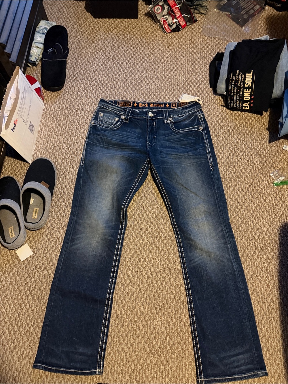 Rock Revival Men's Marlin Straight - Dark Blue Wash